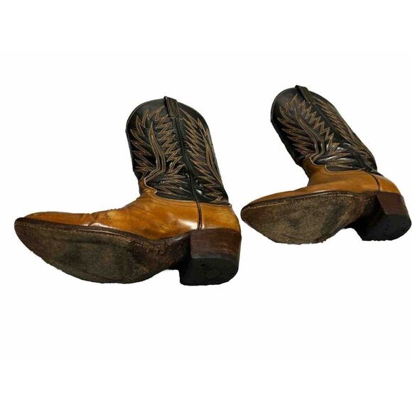 Dan Post Mens Size 7.5 Two Tone Black Brown Leather Western Cowboy Boots main image 8
